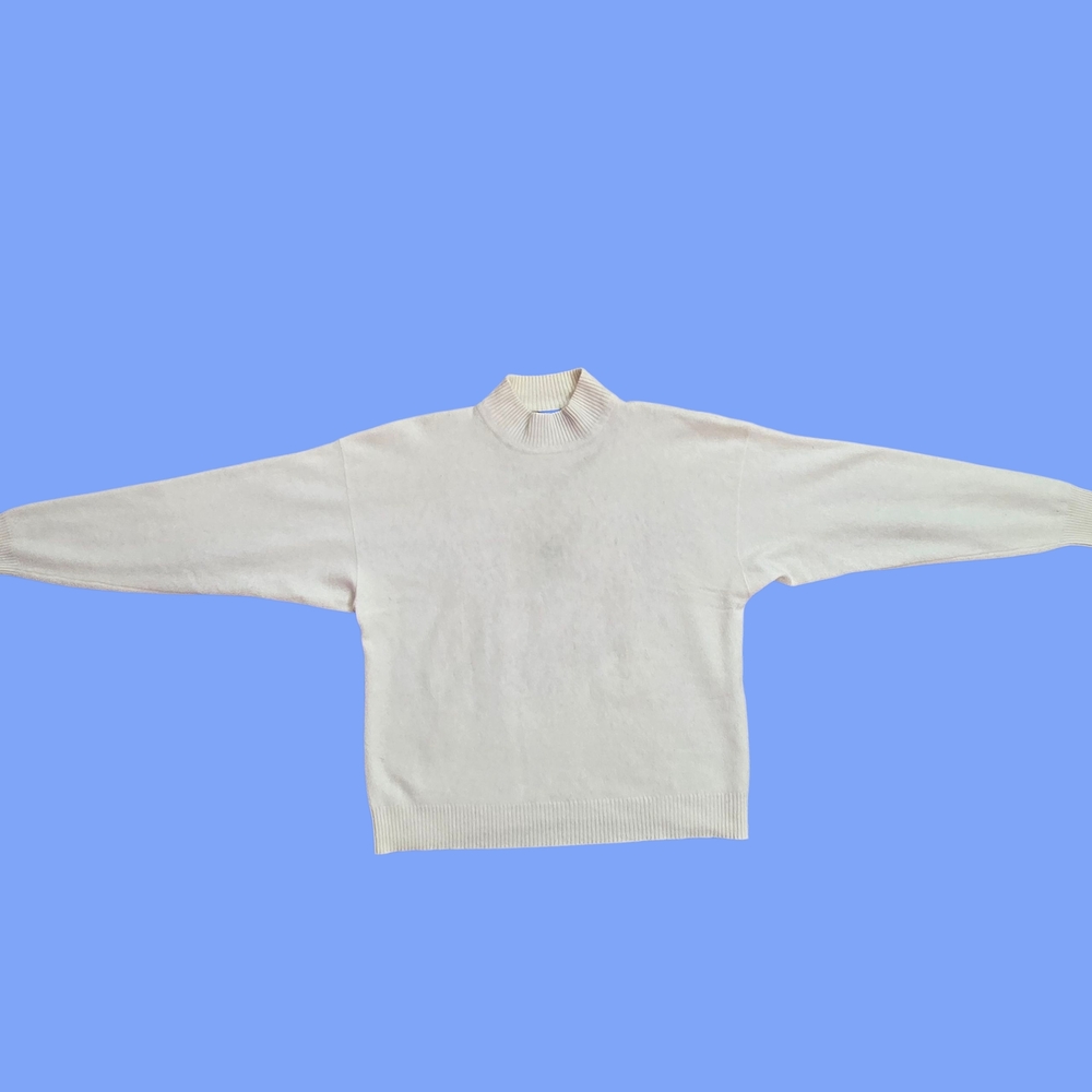 Charter Club Elegant Off-white Cashmere Turtleneck Sweater Classic Quiet Luxur L - Picture 3 of 9